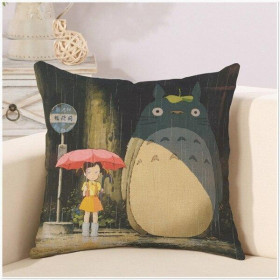 Декоративная наволочка аниме Мой сосед Тоторо Хаяо Миядзаки My neighbor Totoro Hayao Miyazaki 45х45 см