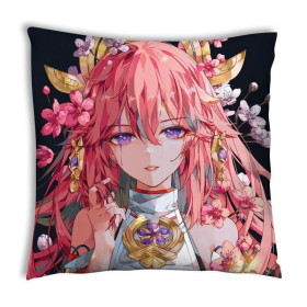 Декоративная наволочка аниме Геншин Импакт Яэ Мико Genshin Impact Yae Miko 45x45 см