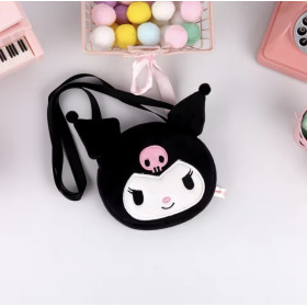 Сумка Куроми Хэллоу Китти сумочка детская плюшевая для девочки Kuromi Hello Kitty аниме черная