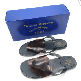 Женские шлепанцы Melissa x Vivienne Westwood летние резиновые шлепки Вивьен Вествуд 40 размер Черные