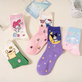 Набор носков Куроми Хелло китти Kuromi Hello kitty 5 пар высокие женские носки размер 35-41