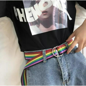 Ремень Пояс Радужный текстильный унисекс 130 см Rainbow Радуга