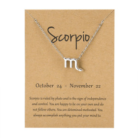 Кулон Скорпион знак зодиака Scorpio подвеска на цепочке серебристый