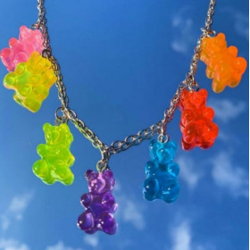 Ожерелье цепочка желейные мишки радужные разноцветные мишки тедди чокер подвеска колье